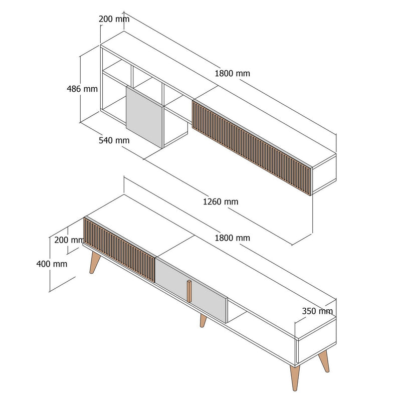 Comoda TV Asi Home Milan, 180 cm,  180 cm x 40 cm,  48 cm x 35 cm,  20 cm, Nuc,
Crem