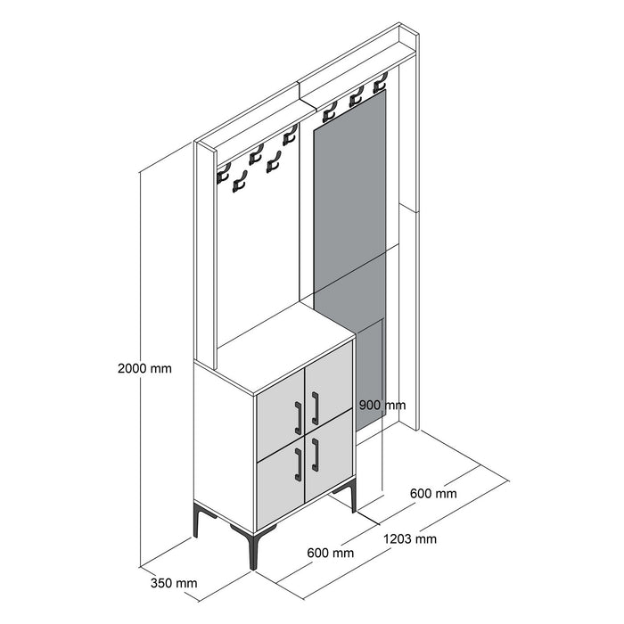 Cuier Asi Home Berlin BC - Walnut, White, Nuc/
Alb, 120 x 200 x35 cm