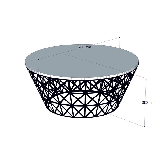 Masuta de Cafea Asi Home Stil Metal Ferforje - Oak, Stejar/
Negru , 90 x38 x90cm