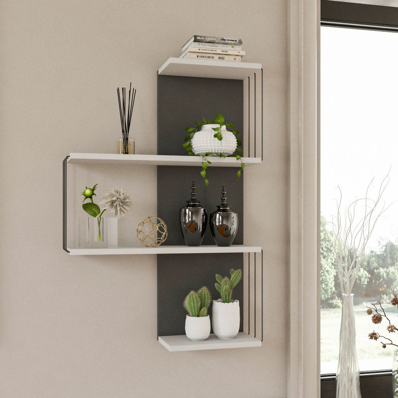 Poliță Perete Asi Home Cambel, alb, PAL 18 mm, multiple rafturi, design modern