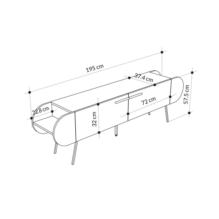 Comoda TV Asi Home Capsule - Hitit, Stejar, 195 x50 x58 cm