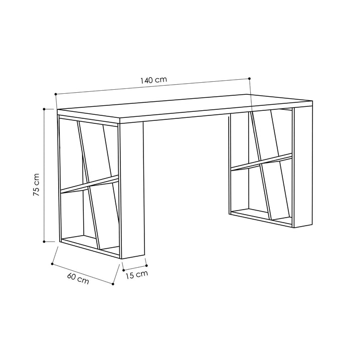 Birou Asi Home Honey - White, Anthracite, Alb/
Antracit, 140 x75 x60 cm