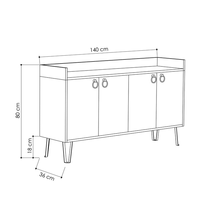 Consola Asi Home Dea - Anthracite, Antracit/
Crem, 140 x80 x36 cm