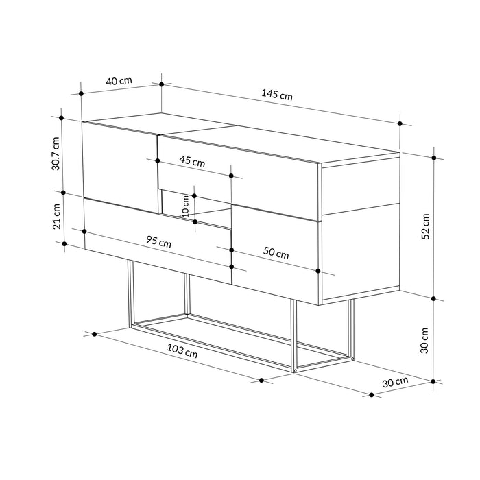 Consola Asi Home Eros - White, Carrara, Alb, 145 x82 x30 cm