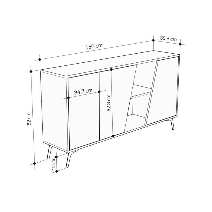 Consola Asi Home Fione 150 - Oak, White, Stejar/
Alb, 150 x82 x35 cm