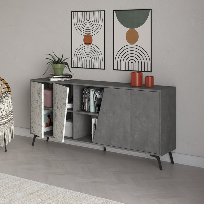 Consola Asi Home Fione 180 - Retro Grey, Carrara, Gri
, 180 x82 x35 cm