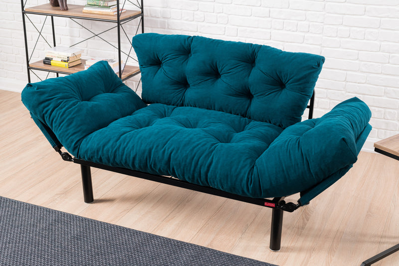 Canapea extensibila 2 locuri Nitta  Petrol Blue