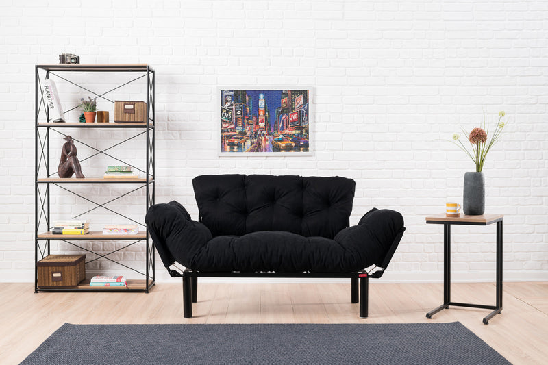 Canapea Extensibila 2 Locuri Asi Home Nitta, Negru, 155X85X70cm