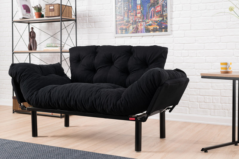 Canapea Extensibila 2 Locuri Asi Home Nitta, Negru, 155X85X70cm