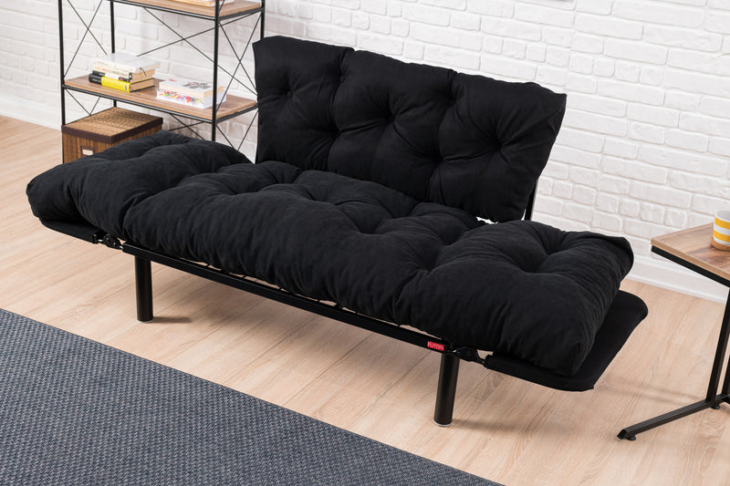 Canapea Extensibila 2 Locuri Asi Home Nitta, Negru, 155X85X70cm