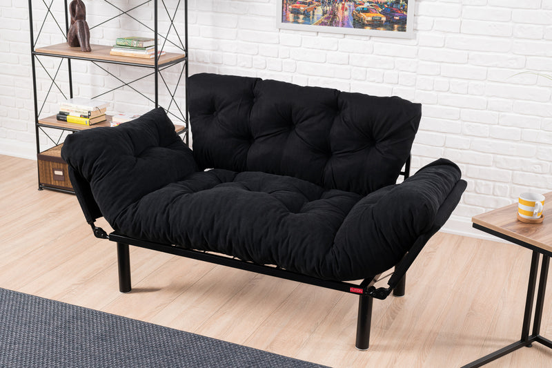 Canapea Extensibila 2 Locuri Asi Home Nitta, Negru, 155X85X70cm