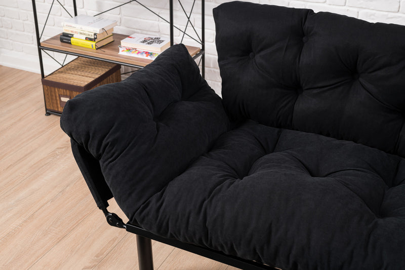 Canapea Extensibila 2 Locuri Asi Home Nitta, Negru, 155X85X70cm
