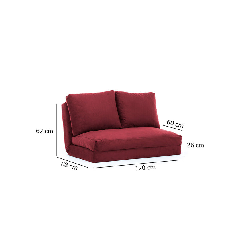 Canapea extensibila 2 locuri Asi Home Taida Maroon, 68 cm X 120 cm, Maro