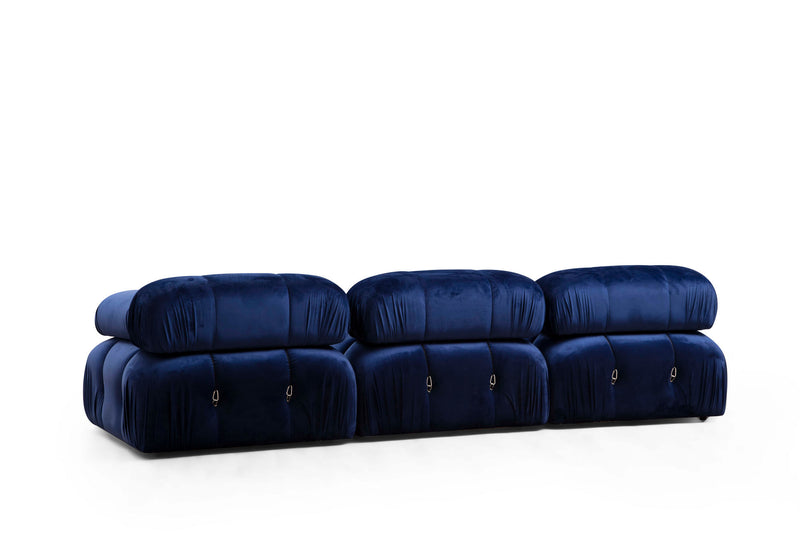 Coltar Modular Asi Home Bubble, L1-O1-1R-PUF, Catifea, Albastru, 288 x 190 X75X95cm