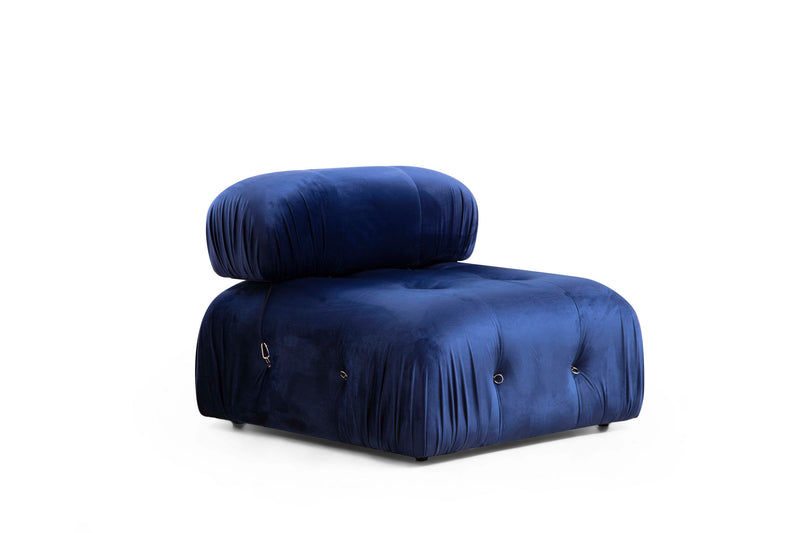 Coltar Modular Asi Home Bubble, L1-O1-1R-PUF, Catifea, Albastru, 288 x 190 X75X95cm