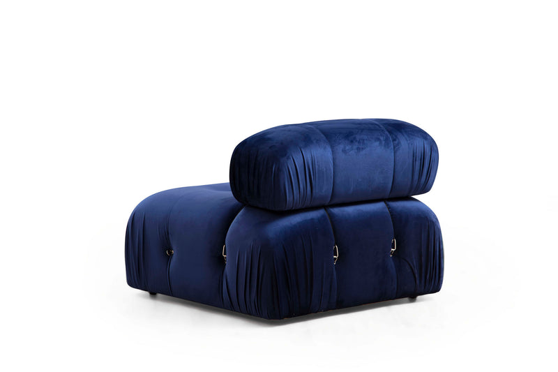 Coltar Modular Asi Home Bubble, L1-O1-1R-PUF, Catifea, Albastru, 288 x 190 X75X95cm