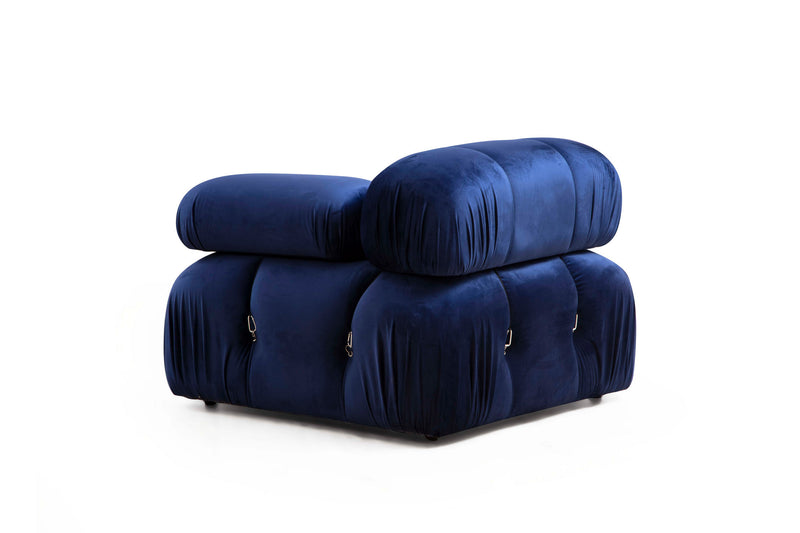 Coltar Modular Asi Home Bubble, L1-O1-1R-PUF, Catifea, Albastru, 288 x 190 X75X95cm