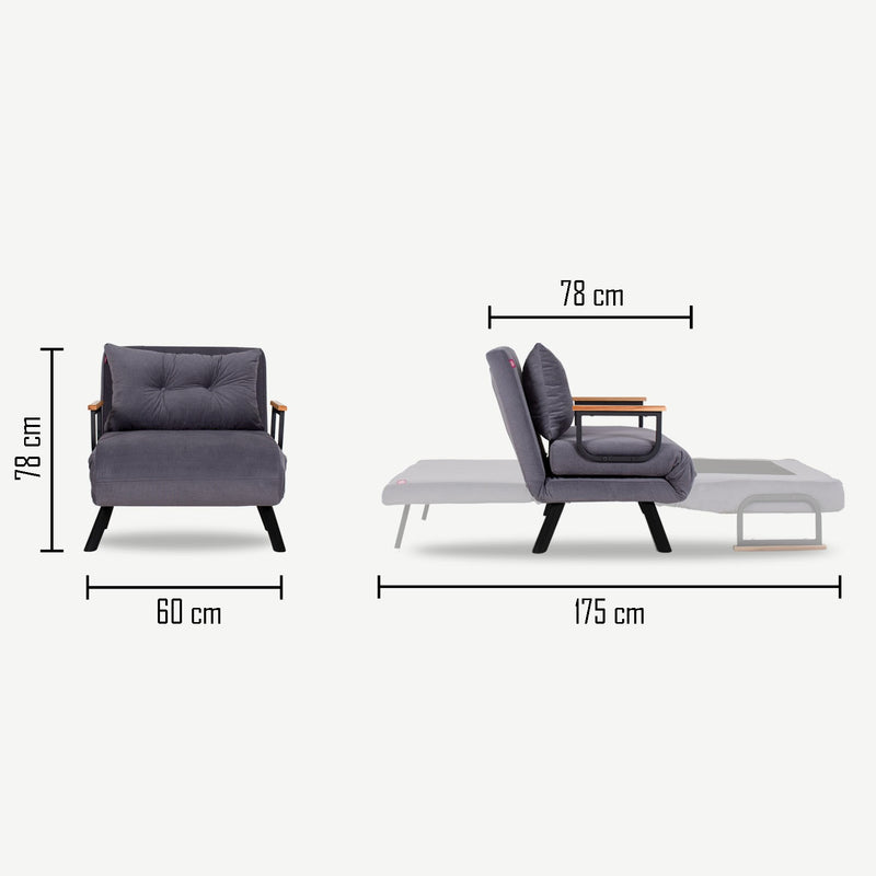 Canapea extensibilă Asi Home Single Sando – 78x60 cm, catifea, cadru metalic