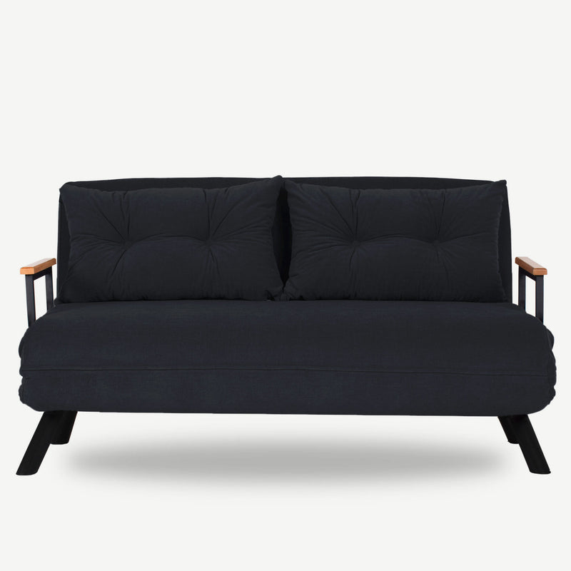Canapea Extensibila 2 Locuri Asi Home Sando, Negru, 133  | 133 X80  | 45 X78  | 175 cm