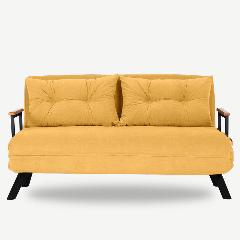 Canapea Extensibila 2 Locuri Asi Home Sando, Mustar, 133  | 133 X80  | 45 X78  | 175 cm
