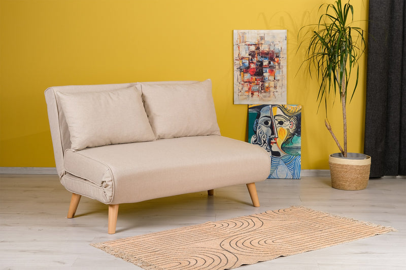 Canapea Asi Home Folde, 2 locuri, Extensibila, Crem