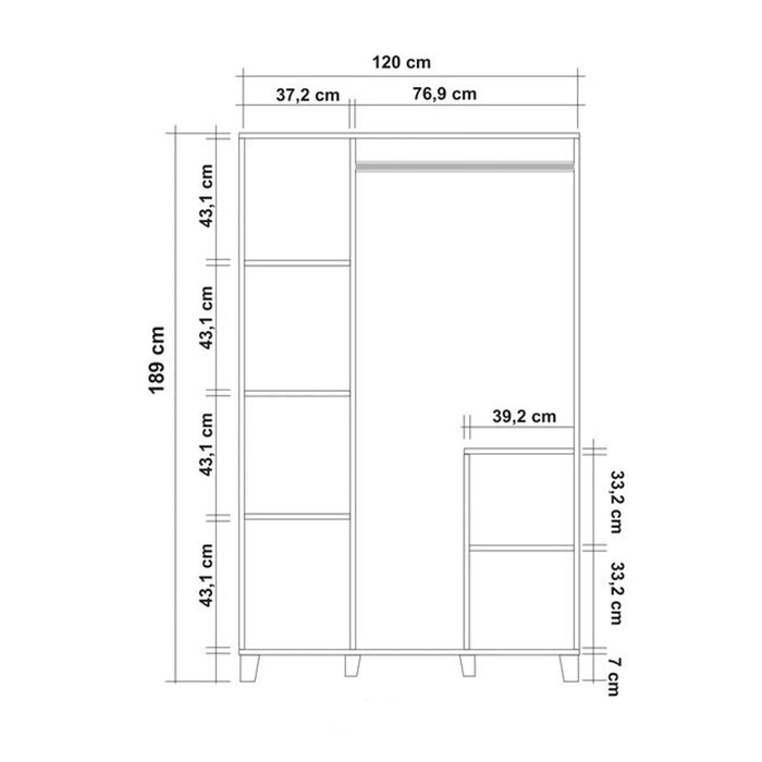 Dulap Asi Home Leva Hedera Colorblock, Pin, 120 x189 x48 cm