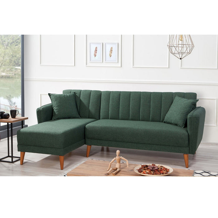 Coltar Extensibil Asi Home Aqua Köşe Left-Dark Green, 225X85X150cm