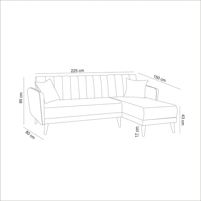 Coltar Extensibil Dreapta Asi Home Aqua, Crem, 225X85X150cm