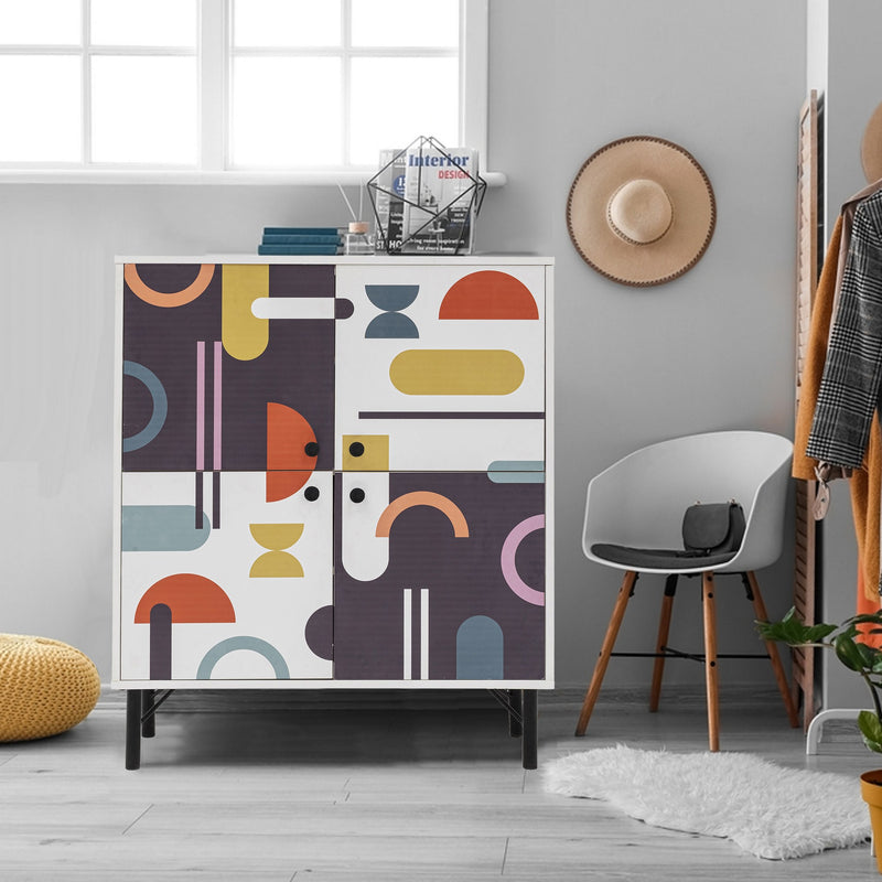 Dulap multifunctional Asi Home Multilux Sia, Alb/Maro/Mov/Mustar, 95 x111 x36 cm