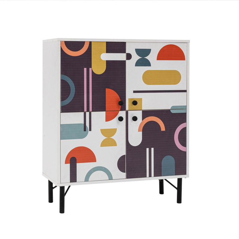 Dulap multifunctional Asi Home Multilux Sia, Alb/Maro/Mov/Mustar, 95 x111 x36 cm