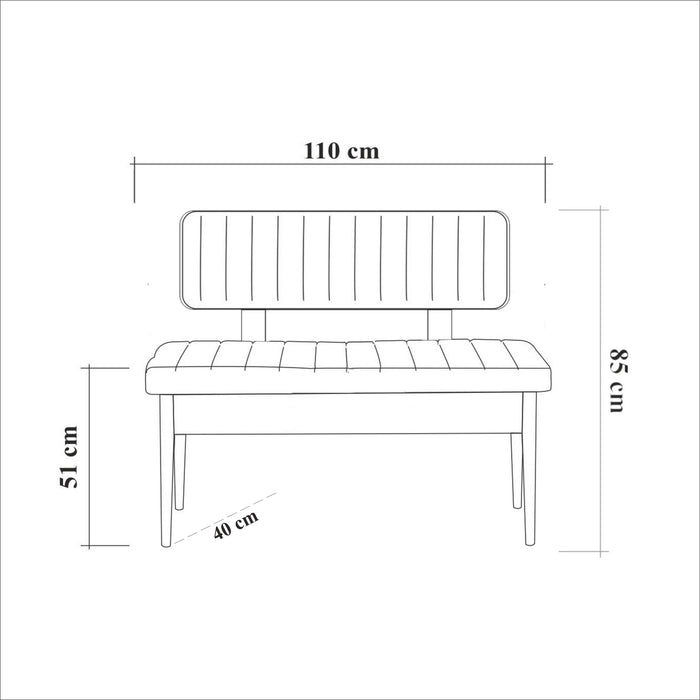 Set Masa, Banchetă, Bancuță si 2 Scaune (5 piese) Asi Home Vina 1053 - Antracit, Atlantic