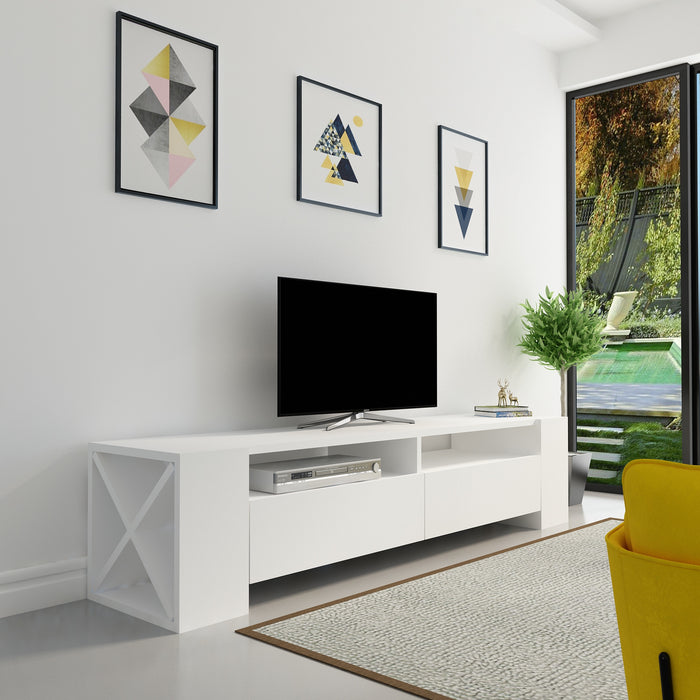 Comoda TV Asi Home Sosruko - White, Alb, 155 x35 x35 cm