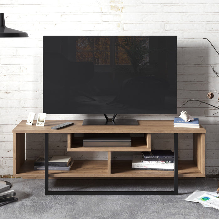 Comoda TV Asi Home Asal (120) - Walnut, Black, Nuc/
Negru, 120 x40 x35 cm