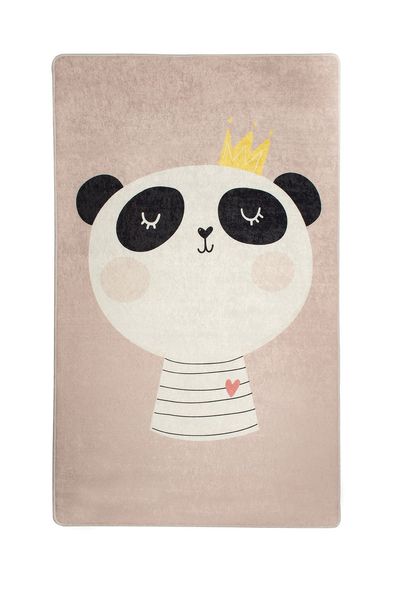 Covor Camera Copii Asi Home King Panda, 100 x 160cm, Catifea, Multicolor