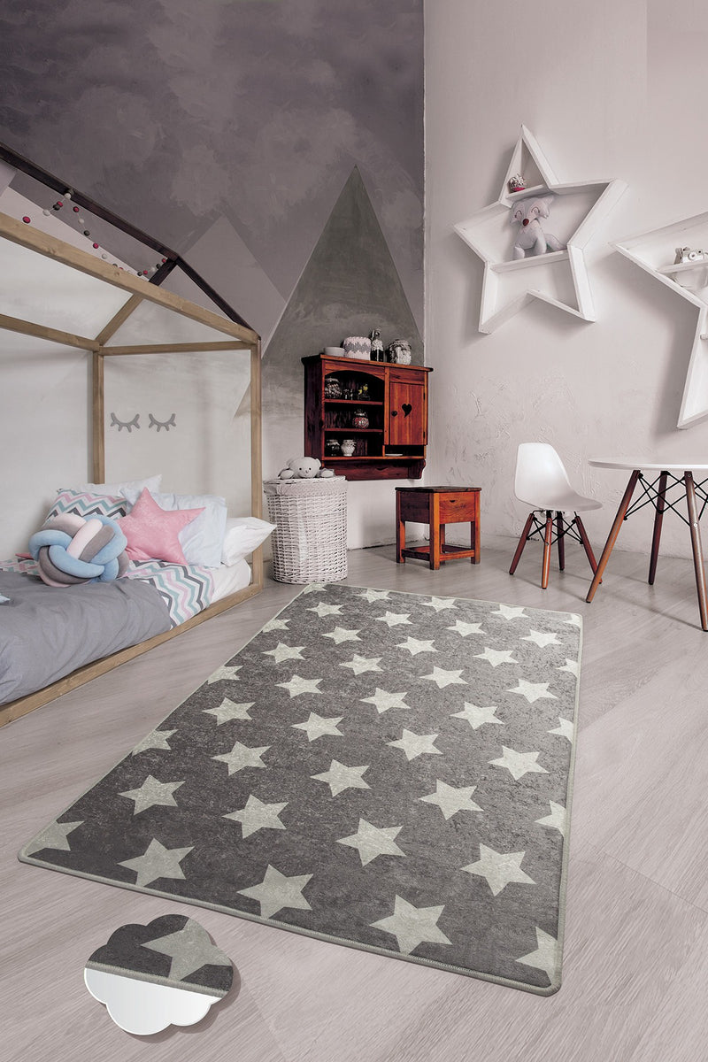 Covor Camera Copii Asi Home Stars, 140 x 190cm, Catifea, Multicolor