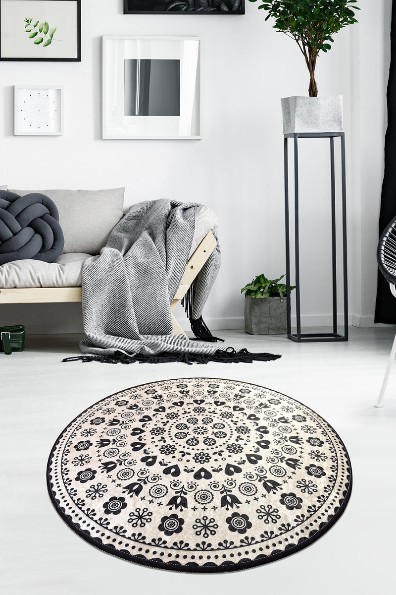 Covor Asi Home Venice - Black  , 140cm, Catifea| Poliester, Multicolor