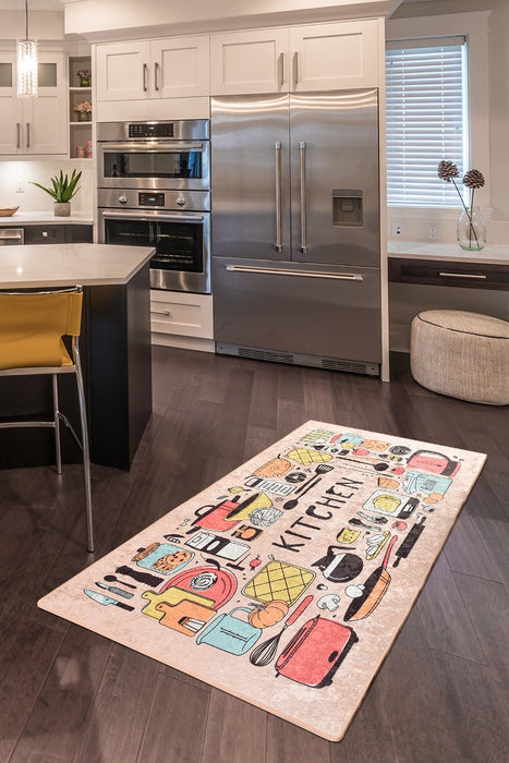 Covor Bucatarie Asi Home Kitchen, 80 x 200cm, Catifea| Poliester, Multicolor