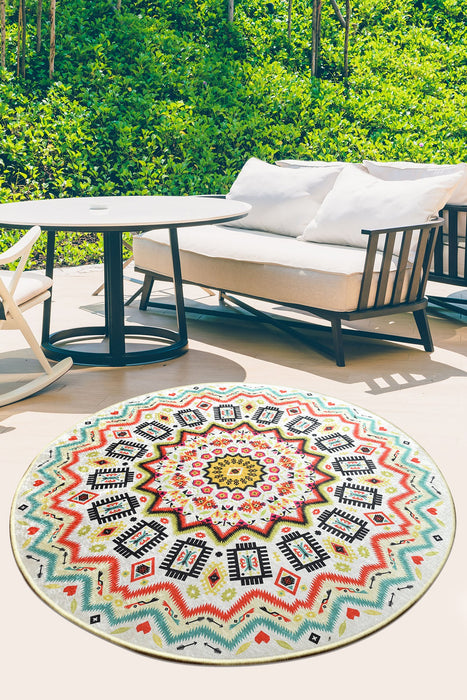 Covor Asi Home Mandala Balkon , 100cm, Catifea| Poliester, Multicolor