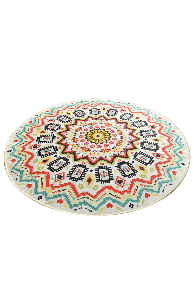 Covor Asi Home Mandala Balkon , 100cm, Catifea| Poliester, Multicolor