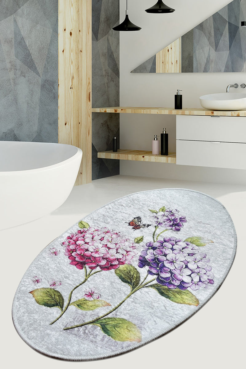 Covor Asi Home Ortanca Oval, 60 x 90cm, Catifea, Multicolor