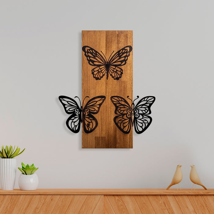 Decoratiune de Perete din Lemn Asi Home Butterflies 1, 47 x 58 cm