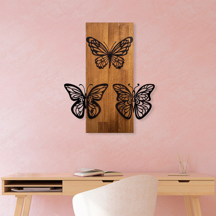 Decoratiune de Perete din Lemn Asi Home Butterflies 1, 47 x 58 cm