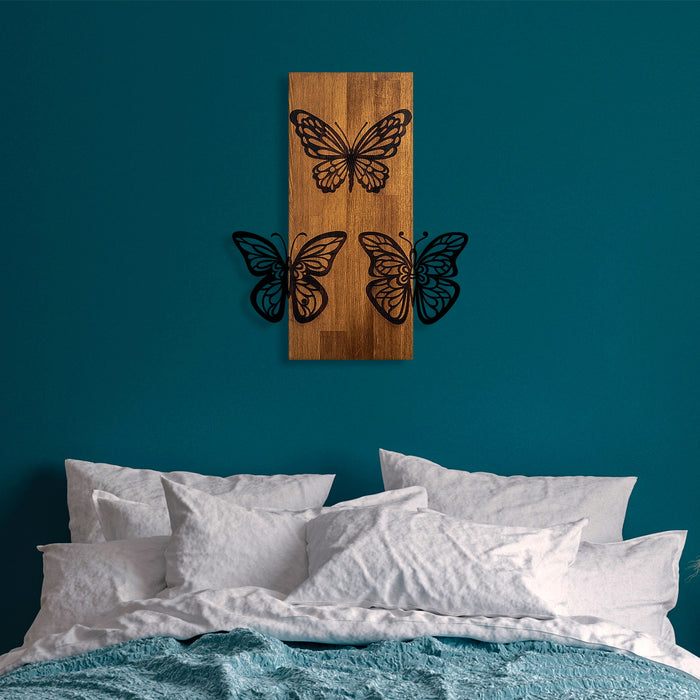 Decoratiune de Perete din Lemn Asi Home Butterflies 1, 47 x 58 cm