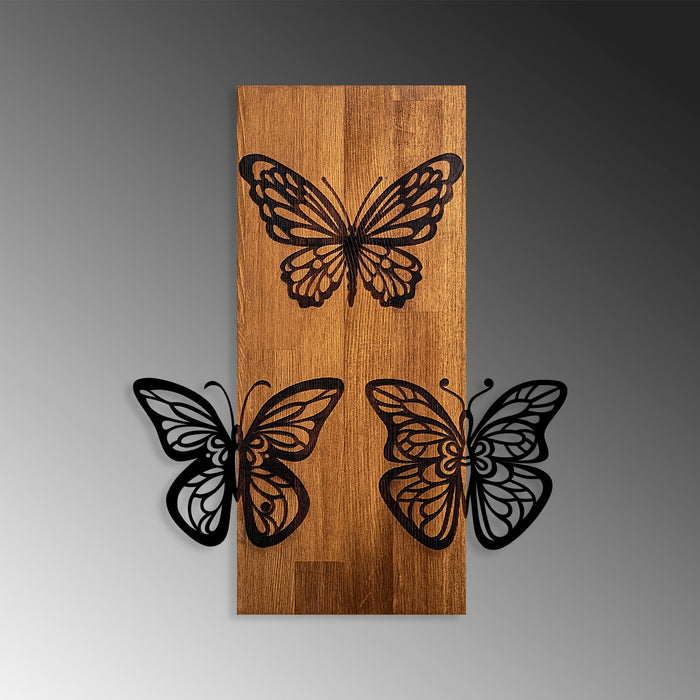 Decoratiune de Perete din Lemn Asi Home Butterflies 1, 47 x 58 cm