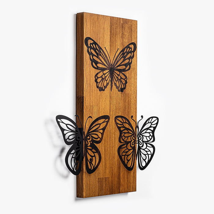 Decoratiune de Perete din Lemn Asi Home Butterflies 1, 47 x 58 cm