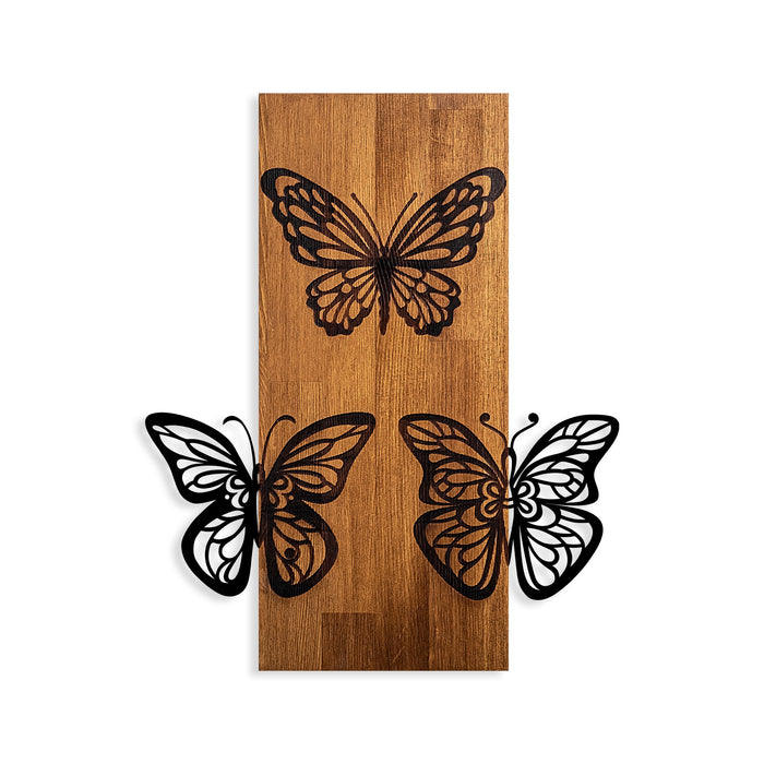 Decoratiune de Perete din Lemn Asi Home Butterflies 1, 47 x 58 cm