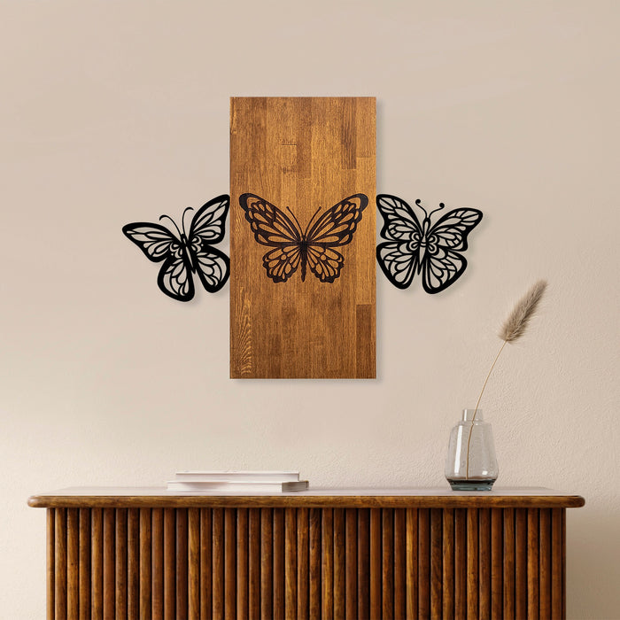 Decoratiune de Perete din Lemn Asi Home Butterflies 2, 74 x 58 cm