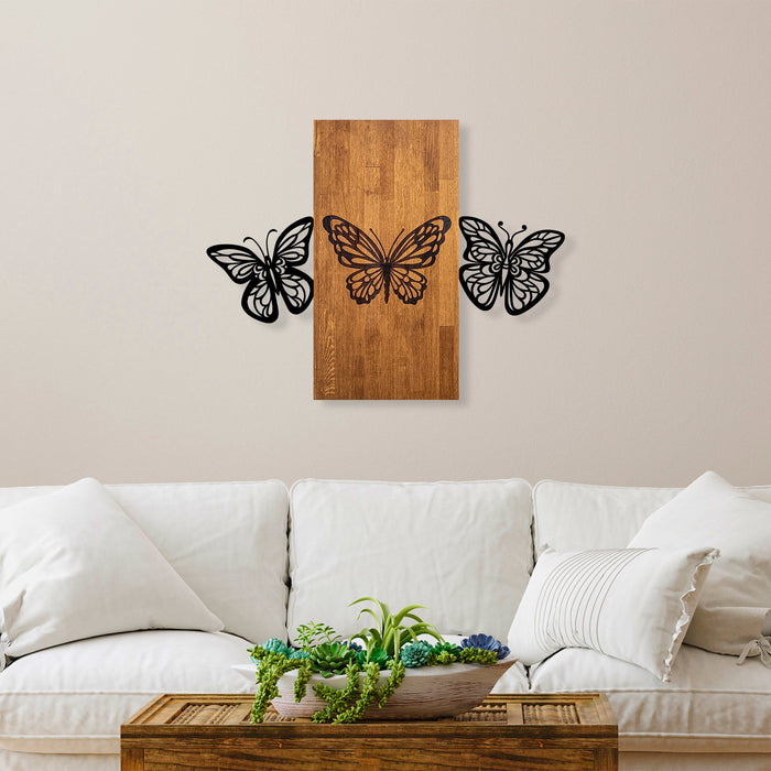 Decoratiune de Perete din Lemn Asi Home Butterflies 2, 74 x 58 cm