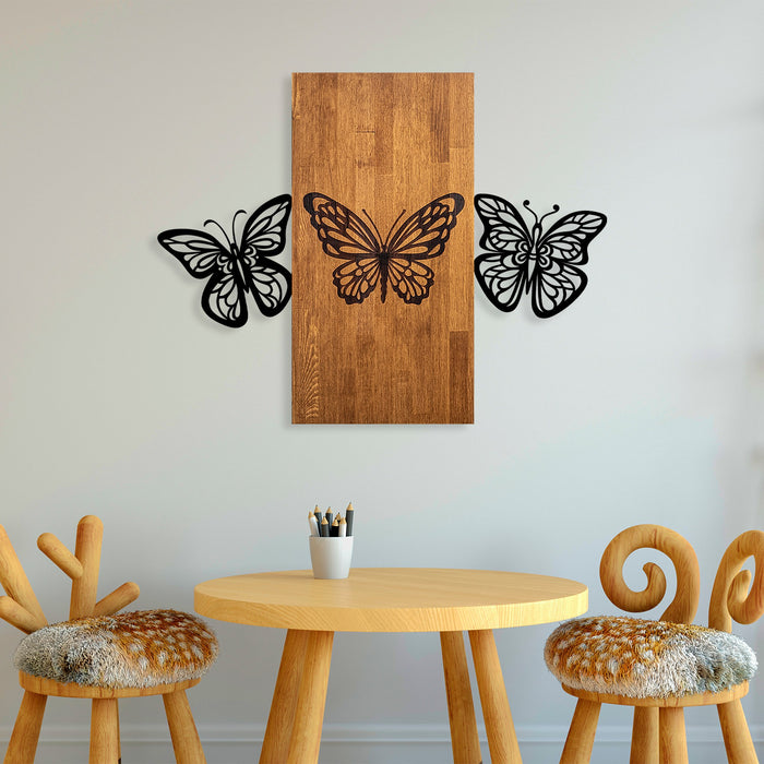 Decoratiune de Perete din Lemn Asi Home Butterflies 2, 74 x 58 cm