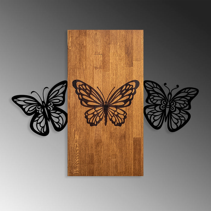 Decoratiune de Perete din Lemn Asi Home Butterflies 2, 74 x 58 cm